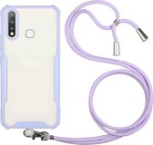 Voor OPPO A31 2020 / A8 acryl + kleur TPU schokbestendig hoesje met nekkoord (paars)