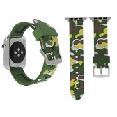 42mm fashion camouflage patroon siliconen horlogebandje voor Apple Watch Series 3 & 2 & 1 (groen)