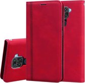 Voor Geschikt voor Xiaomi Redmi Note 9 / Redmi 10X 4G Frosted Business Magnetische horizontale flip PU lederen tas met houder en kaartsleuf en lanyard (rood)