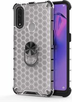 Voor Xiaomi Redmi Note 7 / Note 7 Pro Shockproof Honeycomb PC + TPU Ring Holder Protection Case (wit)