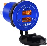 Universele auto QC3.0 dubbele poort USB-lader aluminiumlegering 2-poorts USB-adapter 5V 2.4A IP66 (oranje licht)