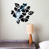 2 sets bloem patroon muursticker home decor 3d muurtattoo art diy spiegel muurstickers woonkamer decoratie (zwart)
