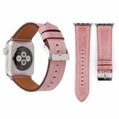 Voor Apple Watch Series 3 & 2 & 1 38mm frisse stijl polshorloge lederen band (roze)