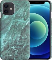 iPhone 12 Case Marble Hardcover Fashion Case Cover - iPhone 12 Marble Case Hardcase Back Cover - Vert x Zwart