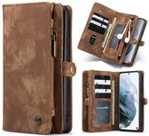 CaseMe Vintage Wallet hoesje Samsung S21 Ultra Bruin