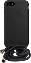 Fonu Siliconen Backcase hoesje met koord iPhone SE 2020 - 8 - 7 Zwart