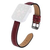 Vintage lederen vervangende horlogebanden, breedte: 14 mm voor Apple Watch Series 6 & SE & 5 & 4 44 mm / 3 & 2 & 1 42 mm (wijnrood)