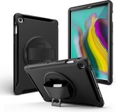 Voor Galaxy Tab S5e 10.5 (2019) T720 360 graden rotatie pc + siliconen beschermhoes met houder en handriem (zwart)