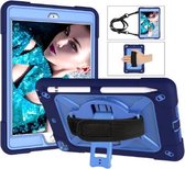 Contrasterende kleur siliconen + pc-combinatiehoes met houder voor iPad mini 3 (marineblauw + blauw)