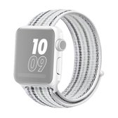 Voor Apple Watch Series 6 & SE & 5 & 4 44 mm / 3 & 2 & 1 42 mm nylon lus horlogeband (witte krijtstreep)