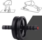 AIMEISHI Breedzijdig kleuren buikwiel Indoor fitnessapparatuur met NBR knielkussen (zwart dubbel wiel)