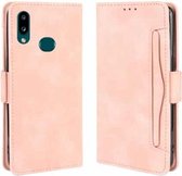 Voor Galaxy A10s Wallet Style Skin Feel Kalfspatroon lederen tas met aparte kaartsleuf (roze)