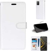 Voor Xiaomi Poco M3 Pure Kleur Horizontale Flip PU lederen tas met houder & kaartsleuven & portemonnee & fotolijst (wit)
