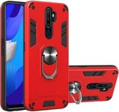 Voor OPPO A9 2020 2 in 1 Armor Series PC + TPU beschermhoes met ringhouder (rood)