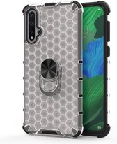 Voor Huawei Honor 20 Schokbestendige Honingraat PC + TPU Ringhouder Beschermhoes (Wit)