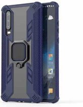Iron Warrior schokbestendige pc + TPU beschermhoes voor Huawei P30, met ringhouder (donkerblauw)
