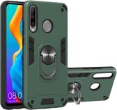 Voor Huawei P30 Lite / nova 4e 2 in 1 Armor Series PC + TPU beschermhoes met ringhouder (groen)