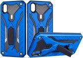 Schokbestendige TPU + pc-beschermhoes met houder voor Huawei Y5 (2019) (blauw)