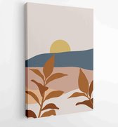 Mountain and Botanical wall art vector set. Earth tones landscapes wallpaper 3 - Moderne schilderijen – Vertical – 1924982618 - 80*60 Vertical