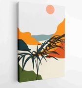 Mountain and Botanical wall art vector set. Earth tones landscapes wallpaper 3 - Moderne schilderijen – Vertical – 1924982621 - 50*40 Vertical