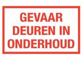 Gevaar, deuren in onderhoud tekststicker 400 x 250 mm