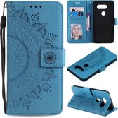 Voor LG V30 Totem Bloem Reliëf Horizontale Flip TPU + PU lederen tas met houder & kaartsleuven & portemonnee (blauw)