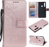 Voor Huawei P smart Z Totem Bloem Reliëf Horizontale Flip TPU + PU Leren Case met Houder & Kaartsleuven & Portemonnee (Rose Goud)