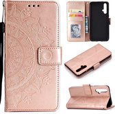 Voor Huawei Honor 20 Totem Bloem Reliëf Horizontale Flip TPU + PU Leren Case met Houder & Kaartsleuven & Portemonnee (Rose Goud)