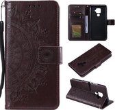 Voor Huawei Mate 30 Lite Totem Bloem Reliëf Horizontale Flip TPU + PU Leren Case met Houder & Kaartsleuven & Portemonnee (Bruin)
