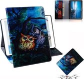 Voor Lenovo Tab M10 FHD REL TB-X605 Gekleurde Tekening Horizontale Flip Lederen Case met Houder & Kaartsleuven & Portemonnee (uil)