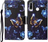 Voor Huawei P30 lite Gekleurde Tekening Patroon Horizontale Flip Leren Case met Houder & Kaartsleuven & Portemonnee & Lanyard (Maan Vlinder)