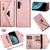 Voor Huawei P30 Pro Skin Feel Rits Horizontale Flip Leren Case met Houder & Kaartsleuven & Fotolijst & Lanyard & Lang Touw (Rose Goud)