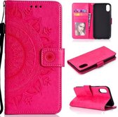 Totem Flower Reliëf Horizontale Flip TPU + PU lederen tas met houder & kaartsleuven & portemonnee voor iPhone XS Max (rood)