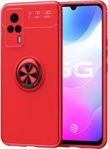 Voor vivo S9e metalen ringhouder 360 graden roterende TPU-hoes (rood + rood)