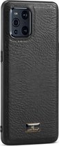 Voor OPPO Find X3 Fierre Shann Leather Texture Phone Cover Case (Koeienhuid Zwart)