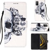 Voor Xiaomi Poco M3 / Note 9 4G / Redmi 9 Power 3D Schilderen Horizontale Flip Leren Case met Houder & Kaartsleuf & Portemonnee & Lanyard (Schedel)