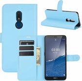 Voor Nokia C3 Litchi Texture Horizontale Flip Leather Case met houder & kaartsleuven & portemonnee (blauw)