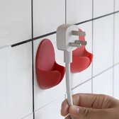 2 STUKS Plug Hook No Trace Home Paste Hook Netsnoer Opberghaak (rood)