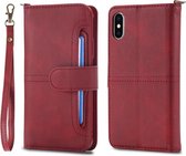 Voor iPhone X / XS multifunctionele afneembare magnetische horizontale flip lederen tas met kaartsleuven & houder & portemonnee & fotolijst (rood)