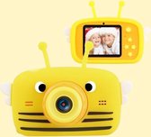 HoneyBee kinderen speelgoedcamera HD voor en achter Dual-lens camera Cartoon digitale camera (geel)