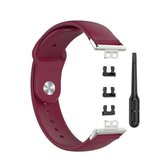 Voor Huawei Horloge Fit 18mm Terug Gesp Stijl Siliconen Effen Kleur Vervangende Band Horlogeband (Wijnrood)