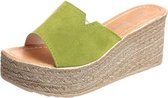 Eenvoudige effen kleur Wild Wedge Sandals Pantoffels, schoenmaat: 35 (groen)