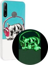 Voor Huawei P40 lite E Luminous TPU mobiele telefoon beschermhoes (headset hond)