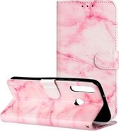 Voor Huawei Y6p Gekleurde Tekening Marmer Patroon Horizontale Flip PU Lederen Case met Houder & Kaartsleuven & Portemonnee (Roze Marmer)