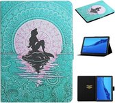 Voor Huawei MediaPad M5 Lite Gekleurde Tekening Patroon Horizontale Flip Leren Case met Houder & Kaartsleuven & Slaap / Wekfunctie (Zeemeermin)