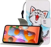 Voor Huawei Honor 20 Gekleurde Tekening Horizontale Flip Leren Case met Houder & Kaartsleuf & Portemonnee (Rode Mond Kat)