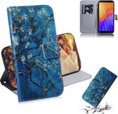 Voor Huawei Y5P Gekleurde Tekening Horizontale Flip Leren Case met Houder & Kaartsleuf & Portemonnee (Abrikoos)