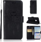 Windgong Uil Embossing Patroon Horizontale Flip lederen tas met houder & kaartsleuven & portemonnee voor Galaxy S9 (zwart)