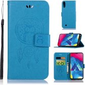 Windgong Uil Embossing Patroon Horizontale Flip lederen tas met houder & kaartsleuven & portemonnee voor Galaxy M10 (blauw)