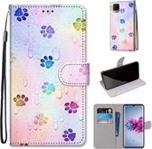 Voor ZTE Axon 11 5G Gekleurde Tekening Cross Textuur Horizontale Flip PU Lederen Case met Houder & Kaartsleuven & Portemonnee & Lanyard (Voetafdruk Waterdruppels)